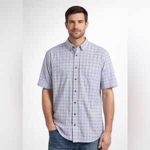 Harbor Bay Light Blue Checkered Short Sleeve Shirt
